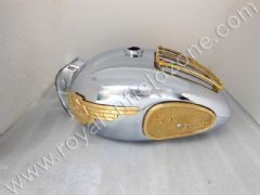 CHROME FUEL TANK 22 L WITH BRASS MONO GRILL AND TANK PAD
