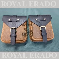 Universal Tank Bag in brown and black leather with magnet for Royal Enfield