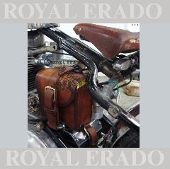 Battery cover in brown leather for Royal Enfield Classic Electra Standard